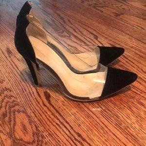 Plexi velvet heels